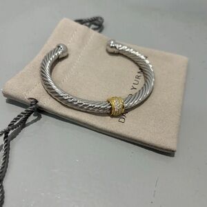 David Yurman Silver Bracelet with Gold Accent 7mm